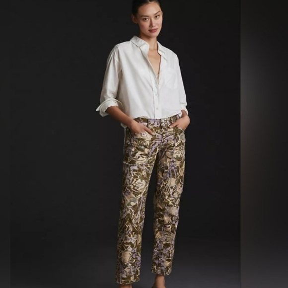 Pants - NWT Anthropologie Pilcro The Wanderer Low-Rise Metallic Marble Print Pants